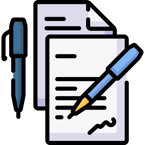 icono papel escrito y dos lapices