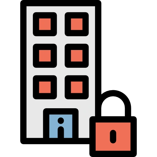 ilustracion de un edificio junto a un candado